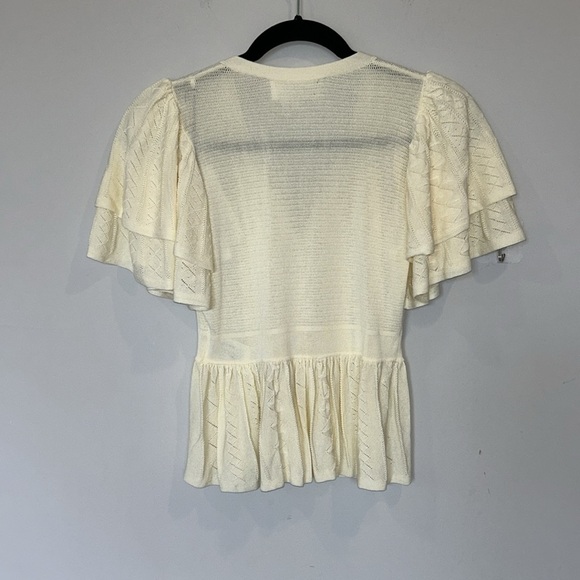 ba&sh Acacio Pointelle Knit Short Sleeve Cardigan NWT - Picture 8 of 9